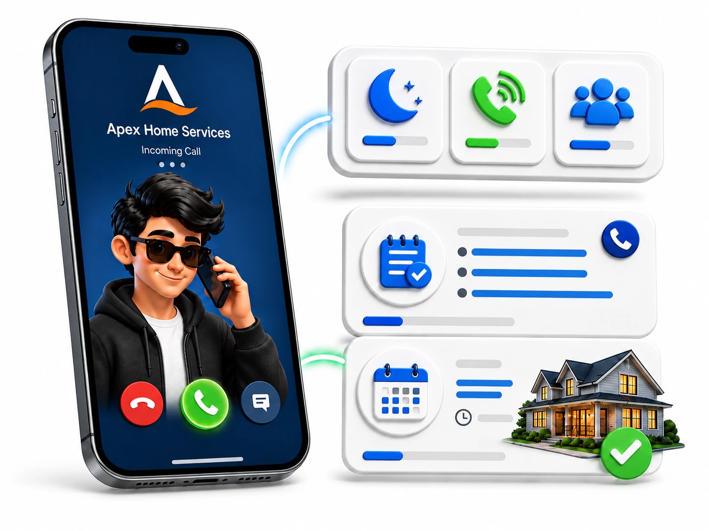 Nephew answers an incoming business call while the owner is working.